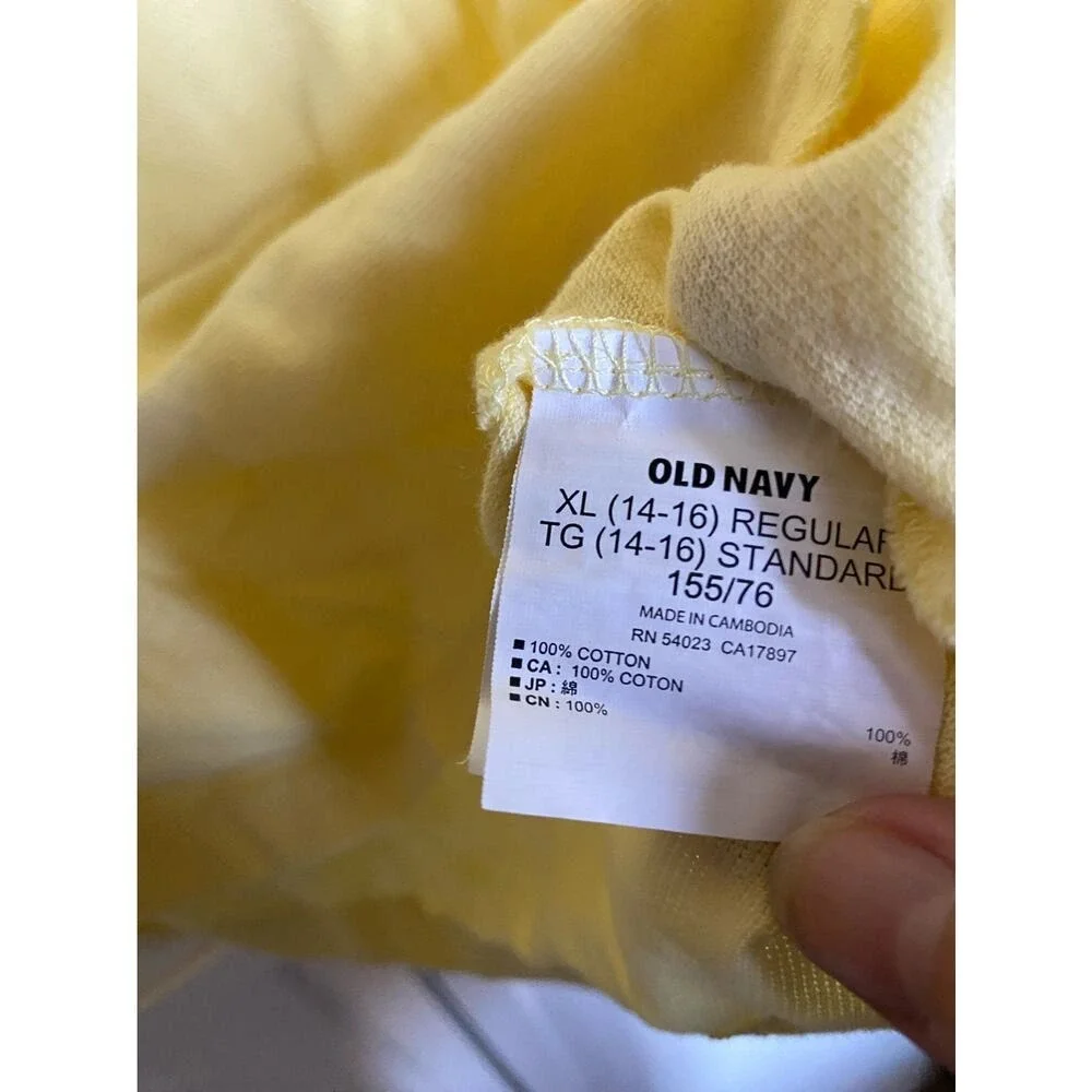 Old Navy Girls Yellow Uniform Polo Shirt XL 14-16 Long Sleeve Cotton‎ NEW